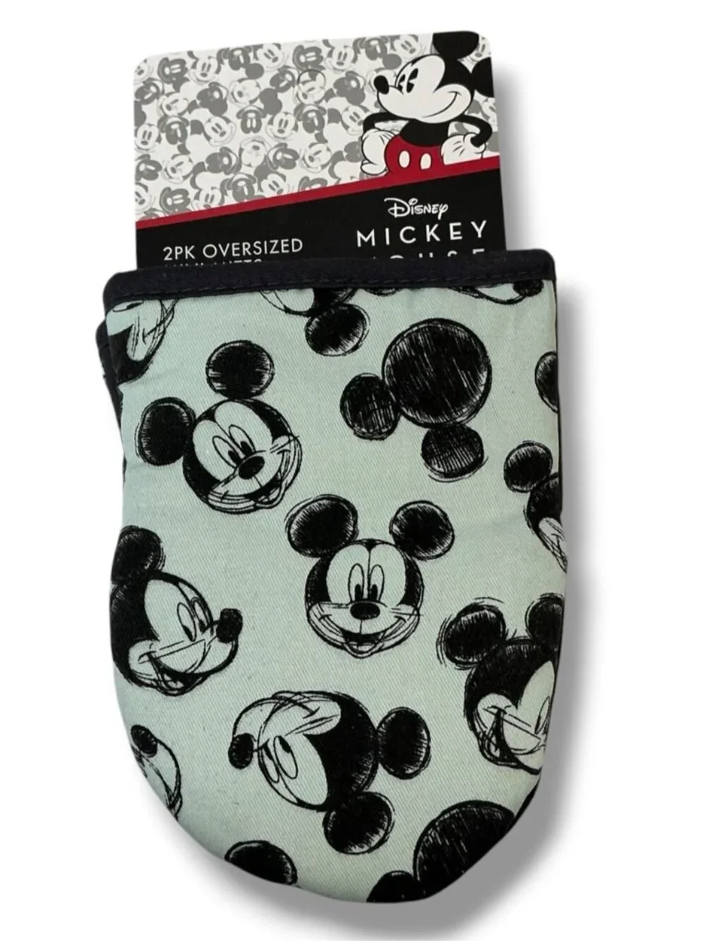 Disney Mickey Mouse Sketch Oven Mini Mitt 2 piece Set Green Black NEW